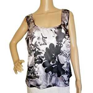 Alex Evenings Sleeveless Black Silver Satin Top Womens 2X Formal Party       T24